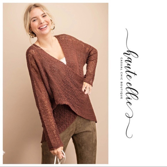 Haute Ellie Sweaters - Chocolate Loose knit Sweater